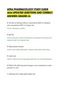 APEA PHARMACOLOGY STUDY GUIDE &NewLine;2026 UPDATED QUESTIONS AND CORRECT &NewLine;ANSWERS GRADED A&plus;