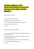 APPLIED ALGEBRA C957 WGU &NewLine;CERTIFICATION REVIEW 2026 PRACTICE &NewLine;QUESTIONS AND CORRECT ANSWERS &NewLine;GRADED A&plus; 