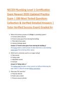 NCCER Plumbing Level 1 Certification &NewLine;Exam Newest 2026 Updated Practice &NewLine;Exam &vert; 100 Most Tested Questions &NewLine;Collection & Verified Detailed Answers &vert; &NewLine;Tutor Verified Success Exam&rpar; Graded A&plus;