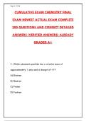 CUMULATIVE EXAM CHEMISTRY FINAL EXAM NEWEST ACTUAL EXAM COMPLETE 200 QUESTIONS AND CORRECT ANSWERS &vert; LATEST 2025-2026 EDITION