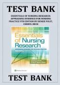 Essentials of Nursing Research &lpar;9th Ed&period;&rpar; &ndash; Polit & Beck Test Bank