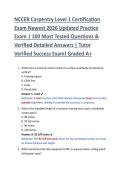 NCCER Carpentry Level 1 Certification &NewLine;Exam Newest 2026 Updated Practice &NewLine;Exam &vert; 100 Most Tested Questions & &NewLine;Verified Detailed Answers &vert; Tutor &NewLine;Verified Success Exam&rpar; Graded A&plus; 