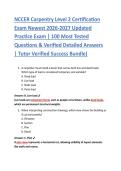 NCCER Carpentry Level 2 Certification &NewLine;Exam Newest 2026-2027 Updated &NewLine;Practice Exam &vert; 100 Most Tested &NewLine;Questions & Verified Detailed Answers &NewLine;&vert; Tutor Verified Success Bundle&rpar; 