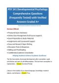 PSY 241 Developmental Psychology Comprehensive Questions &lpar;Frequently Tested&rpar; with Verified Answers Graded A&plus;