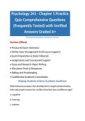 Psychology 241 - Chapter 1 Practice Quiz Comprehensive Questions &lpar;Frequently Tested&rpar; with Verified Answers Graded A&plus;
