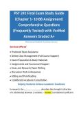 PSY 241 Final Exam Study Guide &lpar;Chapter 1- 10 BB Assignment&rpar; Comprehensive Questions &lpar;Frequently Tested&rpar; with Verified Answers Graded A&plus;