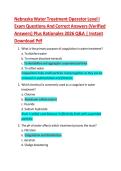 Nebraska Water Treatment Operator Level I Exam Questions And Correct Answers &lpar;Verified Answers&rpar; Plus Rationales 2026 Q&A &vert; Instant Download Pdf 