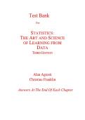 Statistics&colon; The Art and Science of Learning from Data&comma; 3rd Edition by Alan Agresti & Christine Franklin &ndash; ISBN 978-0321755940 &vert; Complete Test Bank & Study Guide &vert; All Chapters Exam Questions&comma; Solutions Manual&comma; Data Analysis Practice & Statistics Review Re
