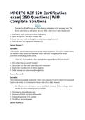 MPOETC ACT 120 Certification exam&vert; 250 Questions&vert; With Complete Solutions