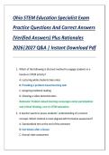 Ohio STEM Education Specialist Exam Practice Questions And Correct Answers &lpar;Verified Answers&rpar; Plus Rationales 2026&vert;2027 Q&A &vert; Instant Download Pdf