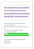 Ohio Transportation Engineer Certification Exam Practice Questions And Correct Answers &lpar;Verified Answers&rpar; Plus Rationales 2026&vert;2027 Q&A &vert; Instant Download Pdf