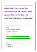Ohio Demolition Contractor Exam Practice Questions And Correct Answers &lpar;Verified Answers&rpar; Plus Rationales 2026&vert;2027 Q&A &vert; Instant Download Pdf