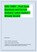 CON 1400V - Final Exam &NewLine;Questions and Correct &NewLine;Answers&sol; Latest Update &sol; &NewLine;Already Graded