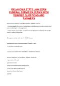 Funeral Services Exam &ndash; Oklahoma State Law Exam &lpar;Verified Questions and Answers&rpar; &ndash; Complete Practice Materia