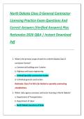 North Dakota Class D General Contractor Licensing Practice Exam Questions And Correct Answers &lpar;Verified Answers&rpar; Plus Rationales 2026 Q&A &vert; Instant Download Pdf 