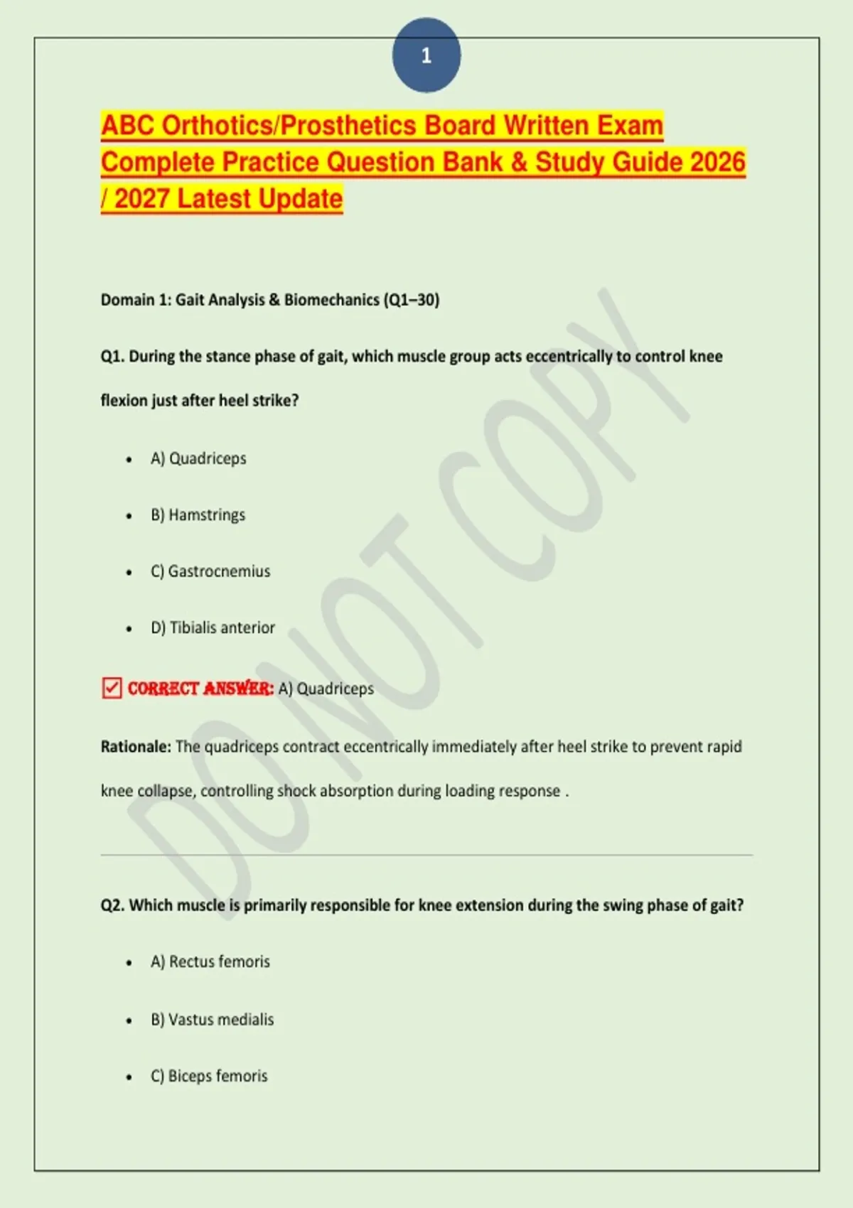 ABC Orthotics/Prosthetics Board Written Exam Complete Practice Question ...