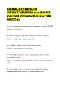 ARKANSAS LIFE INSURANCE &NewLine;CERTIFICATION REVIEW 2026 PRACTICE &NewLine;QUESTIONS WITH ACCURATE SOLUTIONS &NewLine;GRADED A&plus;