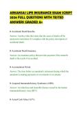 ARKANSAS LIFE INSURANCE EXAM SCRIPT &NewLine;2026 FULL QUESTIONS WITH TESTED &NewLine;ANSWERS GRADED A&plus;
