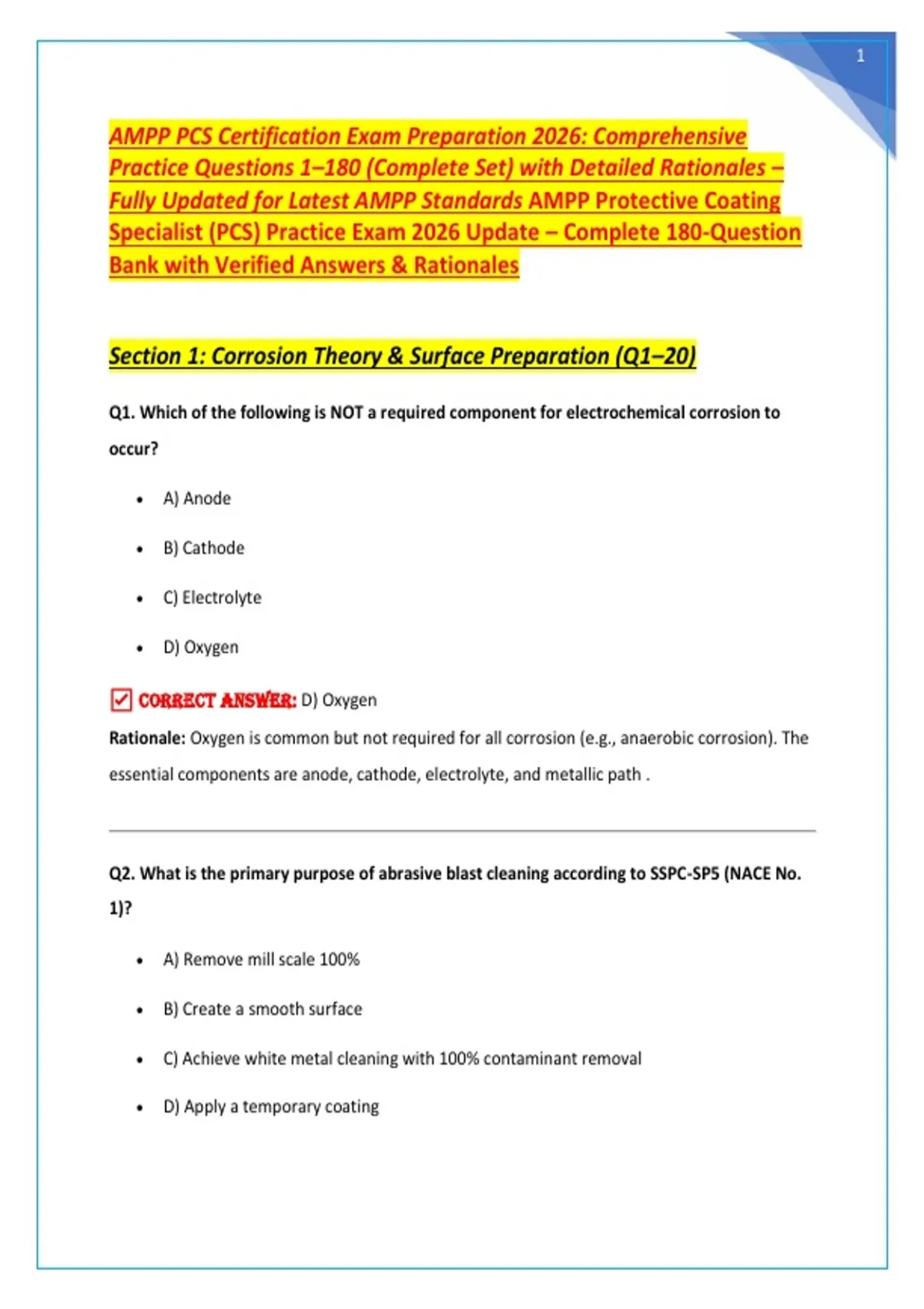 AMPP PCS Certification Exam Preparation 2026: Comprehensive Practice ...