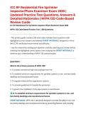 ICC RF Residential Fire Sprinkler Inspector&sol;Plans Examiner Exam 2026 &vert; Updated Practice Test Questions&comma; Answers & Detailed Rationales &vert; NFPA 13D Code-Based Review Guide