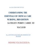 Test Bank for Understanding the Essentials of Critical Care Nursing 3rd Edition by Kathleen Perrin &vert;&vert;ISBN&colon;9780134146348