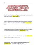 NY INDEPENDENT GENERAL&NewLine;ADJUSTER EXAM - SERIES 17-70&NewLine;2026&vert;CERTIFIED Q&A 2026