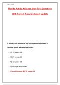 FLORIDA PUBLIC ADJUSTER STATE TEST QUESTIONS WITH CORRECT ANSWERS &ndash; LATEST UPDATE 2026