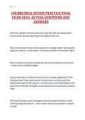 COLIBRI REAL ESTATE PRACTICE FINAL&NewLine;EXAM 2026- ACTUAL QUESTIONS AND&NewLine;ANSWERS&NewLine;