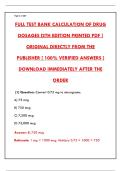 FULL TEST BANK&colon; CALCULATION OF DRUG DOSAGES 12TH EDITION PRINTED PDF &vert; OGANNON&comma; FOUST&comma; WONG