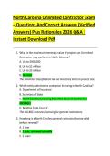North Carolina Unlimited Contractor Exam &ndash;  Questions And Correct Answers &lpar;Verified Answers&rpar; Plus Rationales 2026 Q&A &vert; Instant Download Pdf
