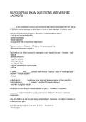 NUR 310 FINAL EXAM QUESTIONS AND VERIFIED ANSWERS