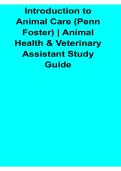 Introduction To Animal Care Penn Foster Animal Health And Veterinary Assistant Study Guide 2025&sol; 2026 Certification Prep