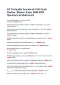AP Computer Science A Final Exam &NewLine;Review &vert; Newest Exam 2026-2027 &NewLine;Questions And Answers