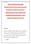 HEALTH SERVICES MANAGER CERTIFICATION ACTUAL EXAM 2026 &vert; OFFICIAL PRACTICE TEST & ANSWERS