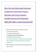 New York Law Enforcement Instructor Certification Examination Practice Questions And Correct Answers &lpar;Verified Answers&rpar; Plus Rationales 2026&vert;2027 Q&A &vert; Instant Download Pdf 