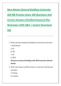 New Mexico General Building Contractor &lpar;GB-98&rpar; Practice Exam 100 Questions And Correct Answers &lpar;Verified Answers&rpar; Plus Rationales 2026 Q&A &vert; Instant Download Pdf
