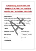 ICC P3 Plumbing Plans Examiner Exam&NewLine;Complete Study Guide &lpar;150&plus; Questions&rpar;&NewLine;Multiple Choice with Answers & Rationales