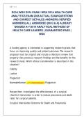 D514&sol; WGU D514 EXAM &sol; WGU D514 HEALTH CARE &NewLine;ANALYTICS EXAM 2026 ACTUAL EXAM QUESTIONS &NewLine;AND CORRECT DETAILED ANSWERS &lpar;VERIFIED &NewLine;ANSWERS&rpar; ALL ANSWERED &lbrace;80 Q & A&rcub; ALREADY &NewLine;GRADED A&plus;&sol; D514 ANALYTICAL METHODS OF &NewLine;HEALTH CARE LEADERS &vert; GUARA