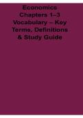 Economics Chapters 1&ndash;3 Vocabulary Key Terms Definitions And Study Guide 2025&sol; 2026 Microeconomics And Economics Prep