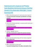 Road Construction Inspector Certification Exam Questions And Correct Answers &lpar;Verified Answers&rpar; Plus Rationales 2026 Q&A &vert; Instant Download Pdf