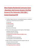 West Virginia Residential Contractor Exam &ndash;Questions And Correct Answers &lpar;Verified Answers&rpar; Plus Rationales 2026 Q&A &vert; Instant Download Pdf 