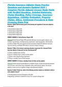 Florida Insurance Adjuster Exam Practice Questions and Answers Updated 2026 &vert; Complete Florida Adjuster License Study Guide with Verified Questions&comma; Detailed Rationales&comma; Claims Handling&comma; Policy Coverage&comma; Insurance Regulations&comma; Liability Evaluation&comma; Proper