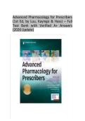 Advanced Pharmacology for Prescribers &NewLine;&lpar;1st Ed&comma; by Luu&comma; Kayingo & Hass&rpar; &ndash; Full &NewLine;Test Bank with Verified A&plus; Answers &NewLine;&lpar;2026 Update&rpar; &NewLine;