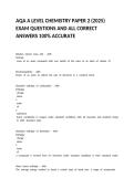 AQA A LEVEL CHEMISTRY PAPER 2 &lpar;2025&rpar; EXAM QUESTIONS AND ALL CORRECT ANSWERS 100&percnt; ACCURATE&NewLine;