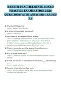 BARBER STATE BOARD PRACTICE&NewLine;EXAMINATION 2026 QUESTIONS&NewLine;WITH ANSWERS GRADED A&plus;