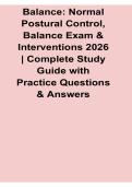 Balance Normal Postural Control Balance Exam And Interventions 2026 Complete Study Guide 2025&sol; 2026 Physical Therapy Prep