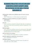 BARBER PRACTICE STATE BOARD ACTUAL TEST &NewLine;PAPER 2026 QUESTIONS WITH VERIFIED &NewLine;ANSWERS GRADED A&plus;