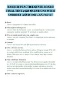 BARBER PRACTICE STATE BOARD FINAL &NewLine;REVIEW SHEET 2026 QUESTIONS AND VERIFIED &NewLine;SOLUTIONS GUARANTEED TO PASS 