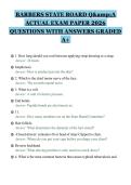 BARBERS STATE BOARD Q&A&NewLine;ACTUAL EXAM PAPER 2026&NewLine;QUESTIONS WITH ANSWERS GRADED&NewLine;A&plus;