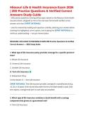 Missouri Life & Health Insurance Exam 2026 &vert; 200 Practice Questions & Verified Correct Answers Study Guide